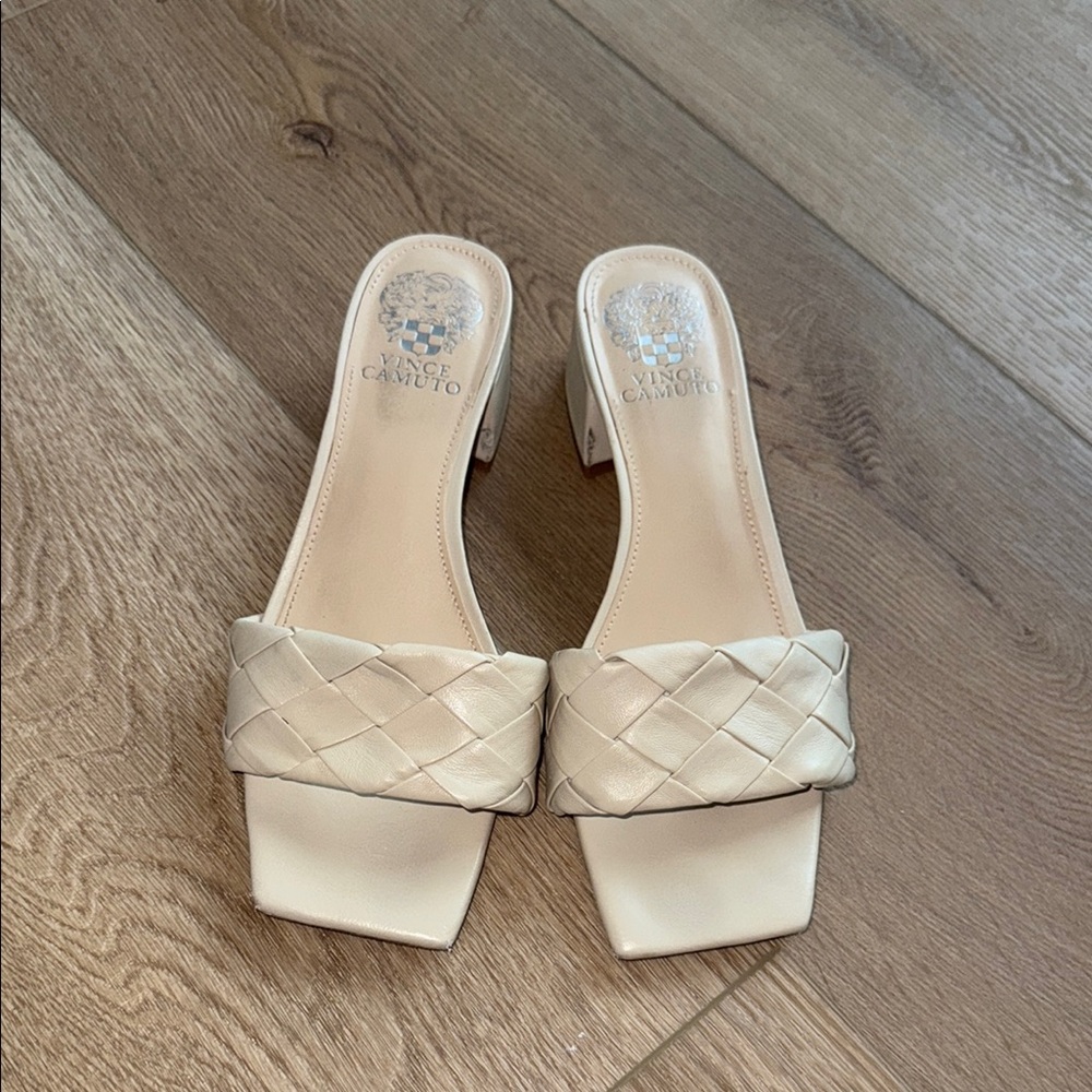 Vince Camuto Cream Quilted Mules